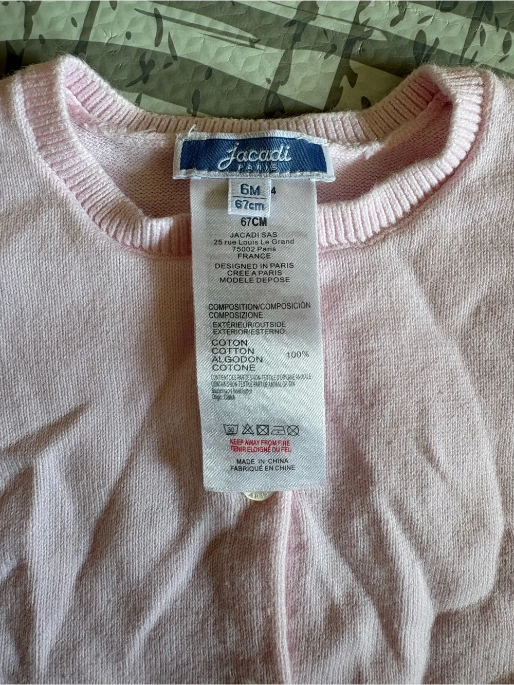 Jacadi Light Pink Baby Knit Cardigan